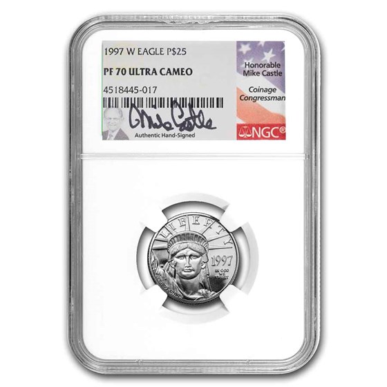 1997-W 1/4 oz Proof Platinum Eagle PF-70 NGC (Castle Signed) 1997-W 1/4 oz Proof Platinum Eagle PF-70 NGC (Castle Signed)