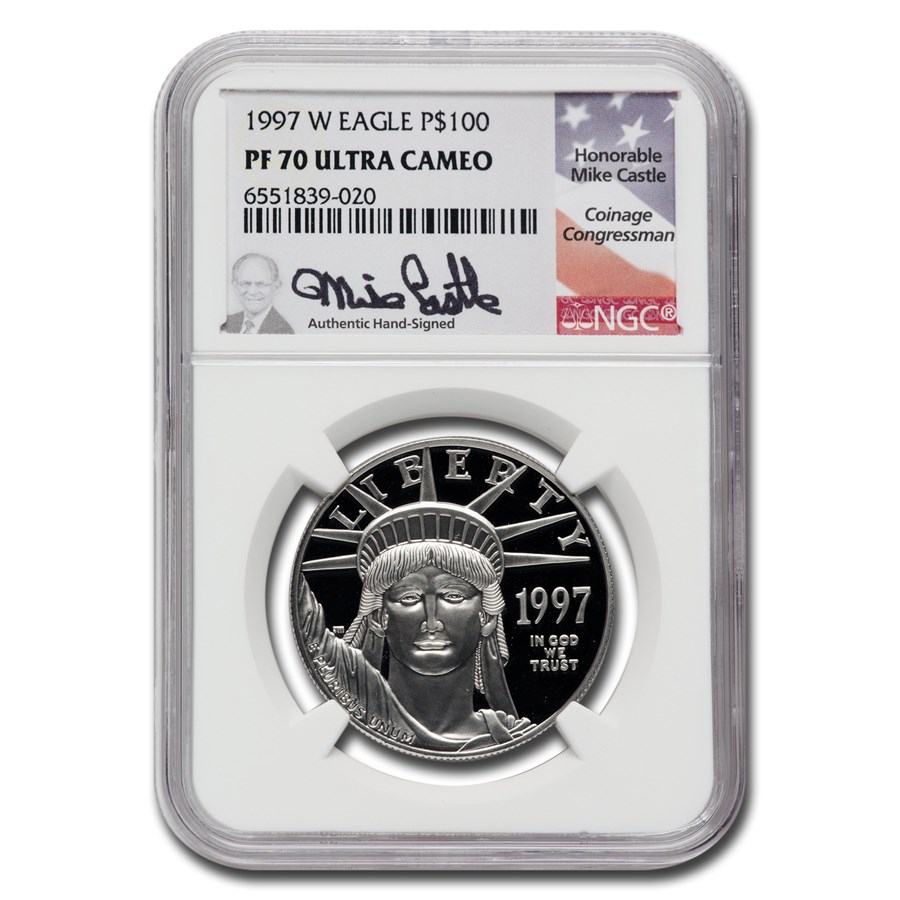 1997-W 1 oz Proof American Platinum Eagle PF-70 UCAM NGC (Castle)