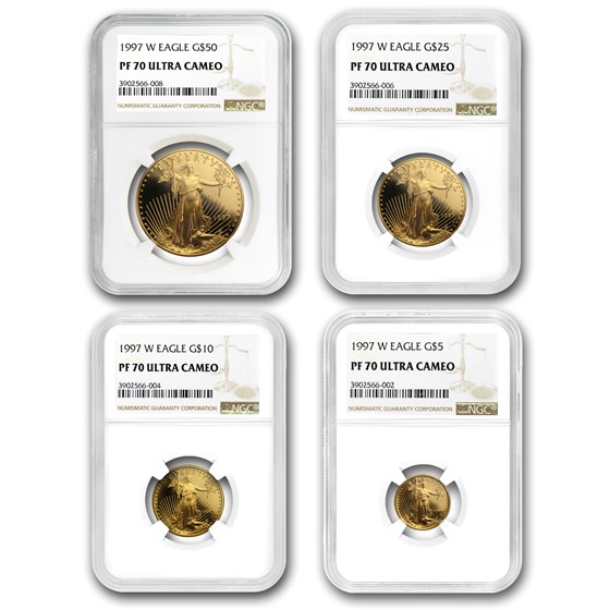 1997-W 4-Coin Proof American Gold Eagle Set PF-70 NGC 1997-W 4-Coin Proof American Gold Eagle Set PF-70 NGC