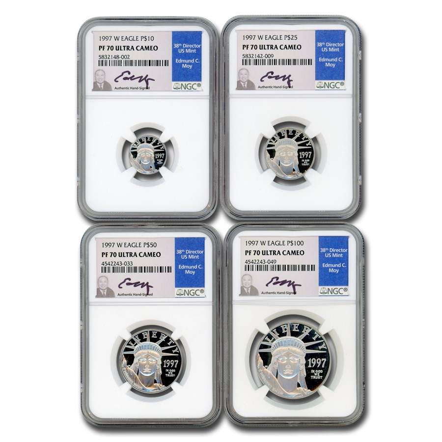 1997-W 4-Coin Proof American Platinum Eagle Set PF-70 NGC (Moy)