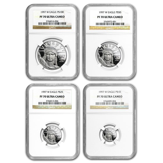 1997-W 4-Coin Proof American Platinum Eagle Set PF-70 NGC 1997-W 4-Coin Proof American Platinum Eagle Set PF-70 NGC