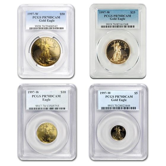 1997-W 4-Coin Proof Gold American Eagle Set PR-70 PCGS 1997-W 4-Coin Proof Gold American Eagle Set PR-70 PCGS