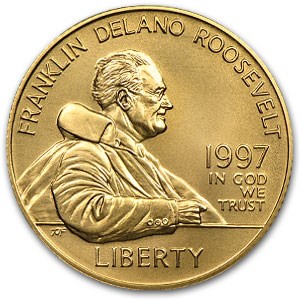 1997-W Gold $5 Commem Franklin D. Roosevelt BU (Capsule only) 1997-W Gold $5 Commem Franklin D. Roosevelt BU (Capsule only)
