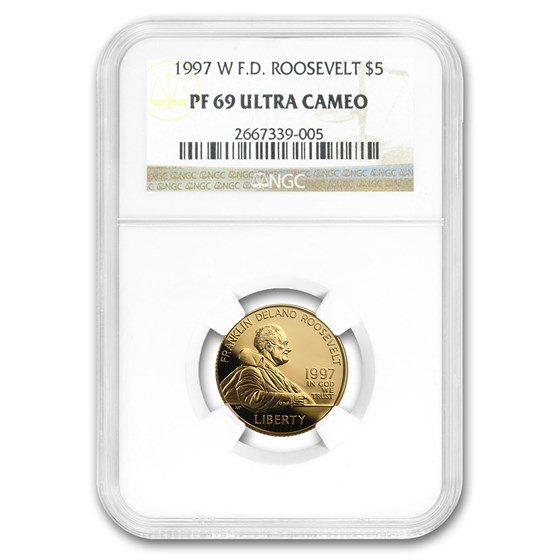 1997-W Gold $5 Commem Franklin D. Roosevelt PF-69 NGC 1997-W Gold $5 Commem Franklin D. Roosevelt PF-69 NGC