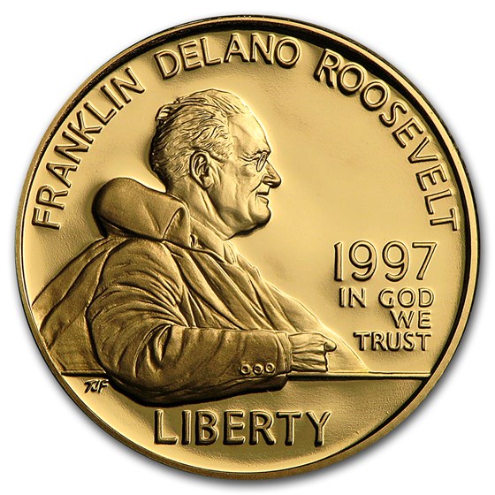 1997-W Gold $5 Commem Franklin D. Roosevelt Proof (w/Box & COA) 1997-W Gold $5 Commem Franklin D. Roosevelt Proof (w/Box & COA)
