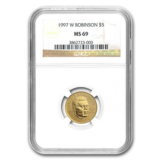 1997-W Gold $5 Commem Jackie Robinson MS-69 NGC 1997-W Gold $5 Commem Jackie Robinson MS-69 NGC