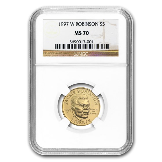 1997-W Gold $5 Commem Jackie Robinson MS-70 NGC