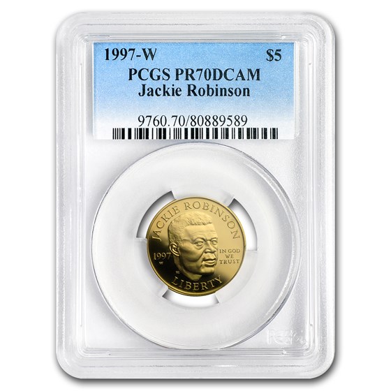 1997-W Gold $5 Commem Jackie Robinson PR-70 PCGS
