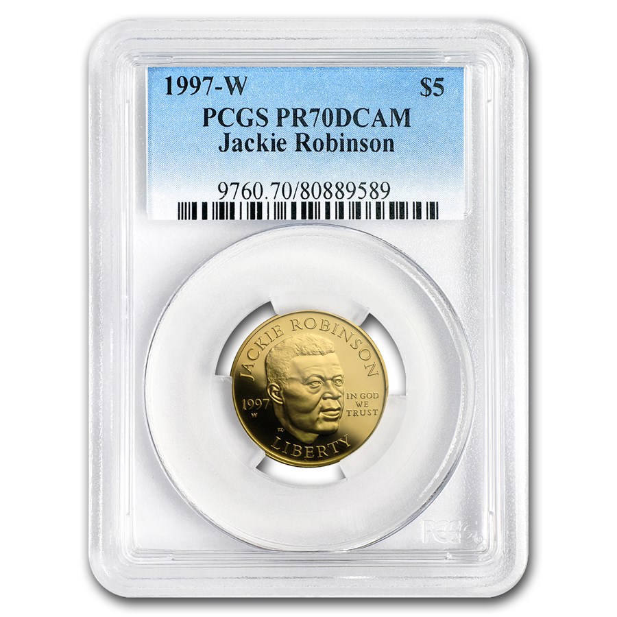 1997-W Gold $5 Commem Jackie Robinson PR-70 PCGS