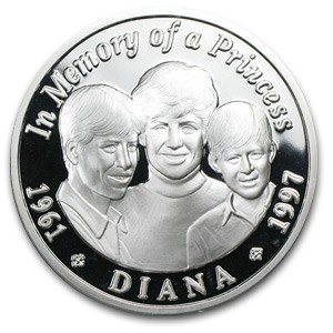1997 Zambia 5 oz Silver 2500 Kwacha Princess Diana Proof 