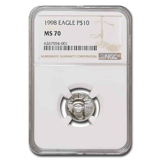 1998 1/10 oz American Platinum Eagle MS-70 NGC 1998 1/10 oz American Platinum Eagle MS-70 NGC