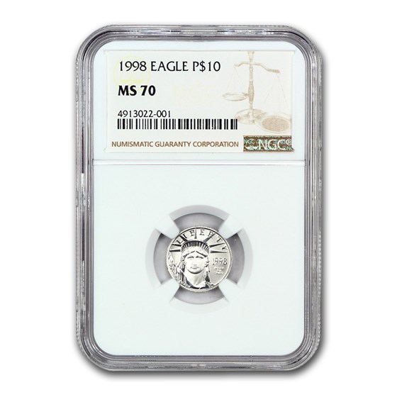 1998 1/10 oz American Platinum Eagle MS-70 NGC 1998 1/10 oz American Platinum Eagle MS-70 NGC
