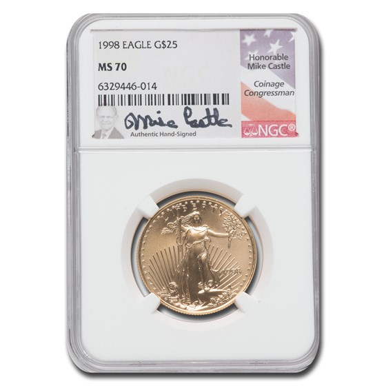 1998 1/2 oz American Gold Eagle MS-70 NGC (Castle)