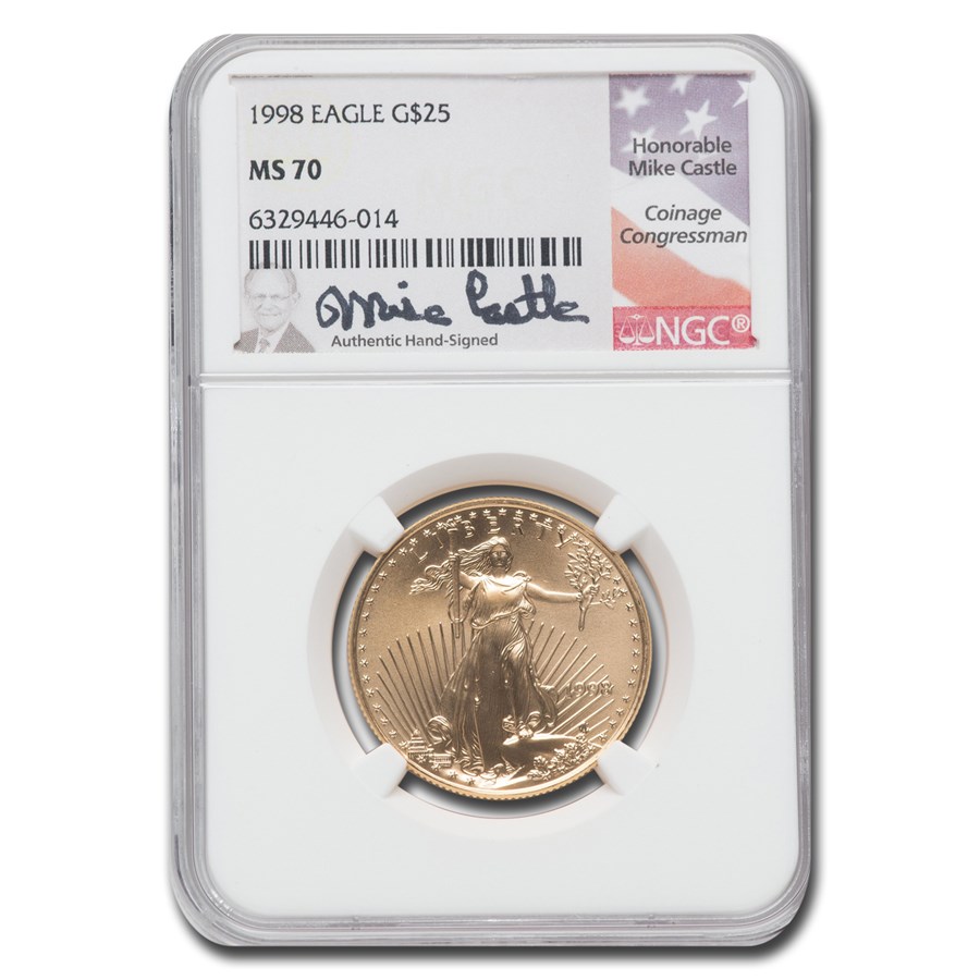 1998 1/2 oz American Gold Eagle MS-70 NGC (Castle)