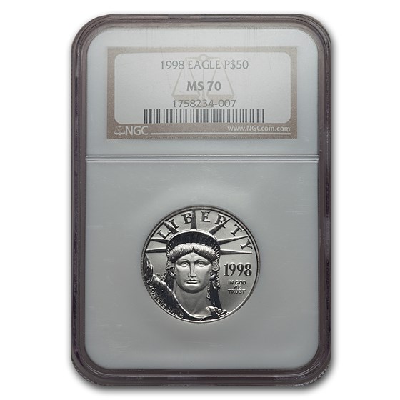 1998 1/2 oz American Platinum Eagle MS-70 NGC 1998 1/2 oz American Platinum Eagle MS-70 NGC