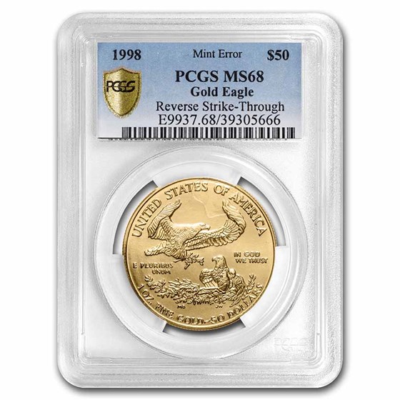 1998 1 oz American Gold Eagle MS-68 PCGS (Error, Rev Strike-Thru) 1998 1 oz American Gold Eagle MS-68 PCGS (Error, Rev Strike-Thru)