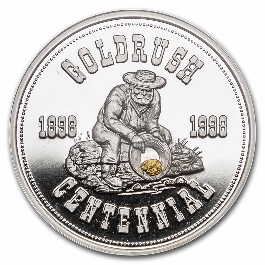 Buy 1998 1 oz Proof Silver Round - Alaska Centennial (w/Gold