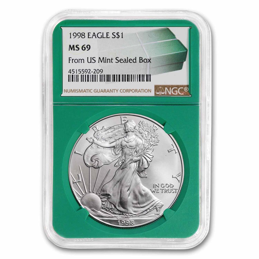 1998 American Silver Eagle MS-69 NGC (Green Holder)