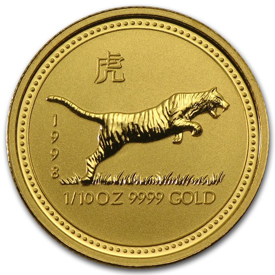 1998 Australia 1/10 oz Gold Lunar Tiger BU (Series I) 1998 Australia 1/10 oz Gold Lunar Tiger BU (Series I)
