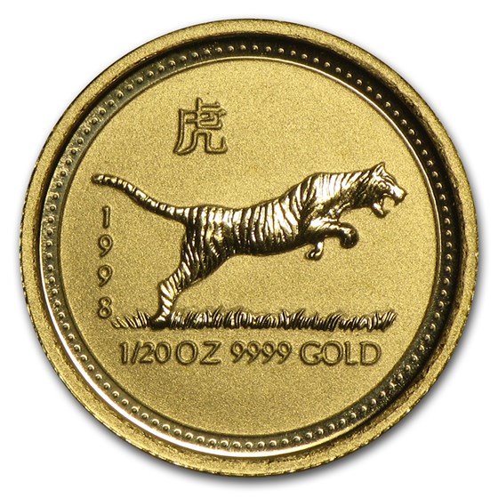 1998 Australia 1/20 oz Gold Lunar Tiger BU (Series I) 1998 Australia 1/20 oz Gold Lunar Tiger BU (Series I)