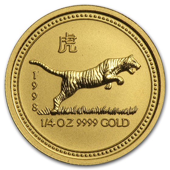 1998 Australia 1/4 oz Gold Lunar Tiger BU (Series I)