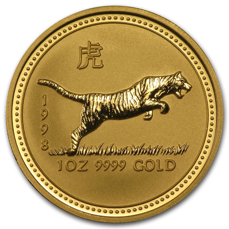 1998 Australia 1 oz Gold Lunar Tiger BU (Series I)