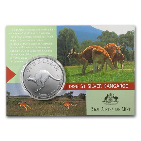 1998 Australia 1 oz Silver Kangaroo (In Display Card)