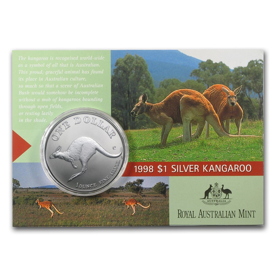 1998 Australia 1 oz Silver Kangaroo (In Display Card)