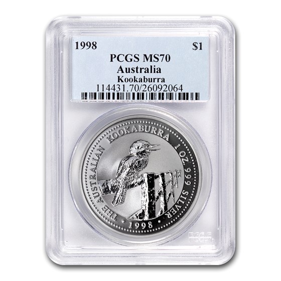 1998 Australia 1 oz Silver Kookaburra MS-70 PCGS 1998 Australia 1 oz Silver Kookaburra MS-70 PCGS