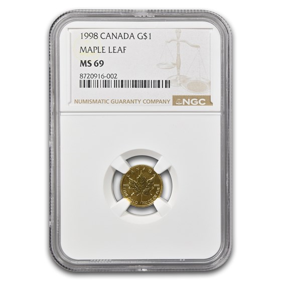 1998 Canada 1/20 oz Gold Maple Leaf MS-69 NGC