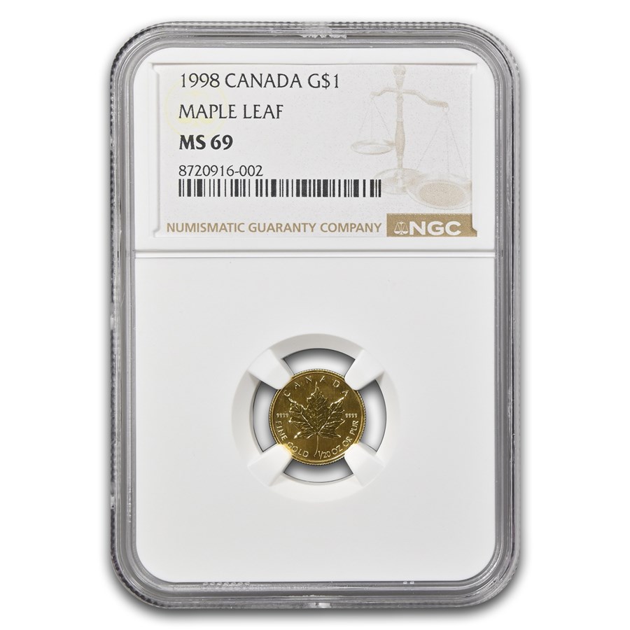 1998 Canada 1/20 oz Gold Maple Leaf MS-69 NGC