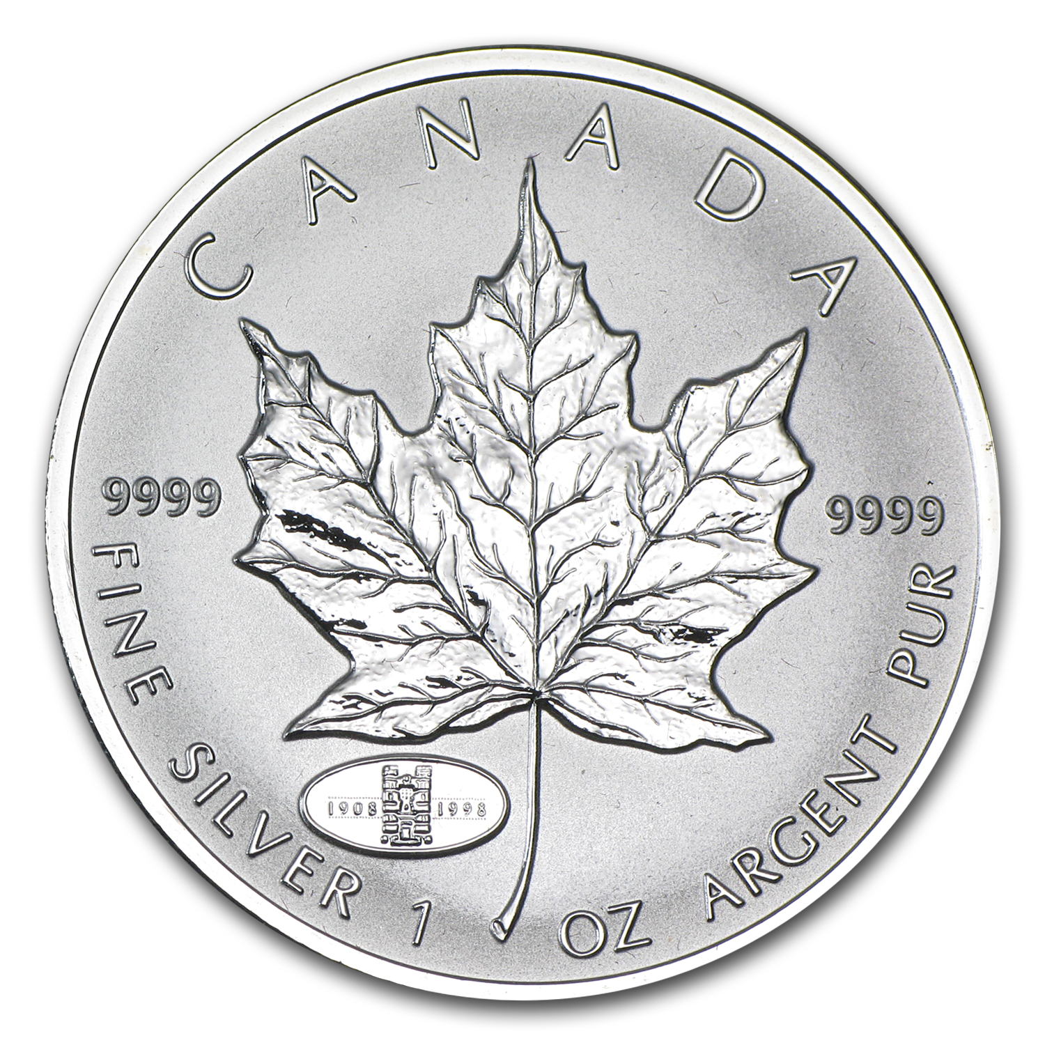 Buy 1998 Canadian 1 oz Silver Maple Leaf 90th Anniv Privy | APMEX