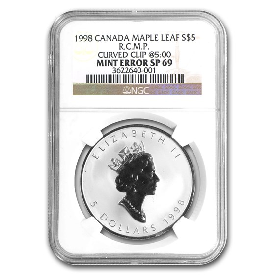 1998 Canada 1 oz Silver Maple Leaf RCMP Privy SP-69 NGC (ERROR) 1998 Canada 1 oz Silver Maple Leaf RCMP Privy SP-69 NGC (ERROR)