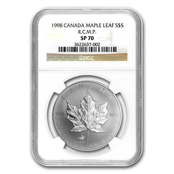 1998 Canada 1 oz Silver Maple Leaf RCMP Privy SP-70 NGC 1998 Canada 1 oz Silver Maple Leaf RCMP Privy SP-70 NGC