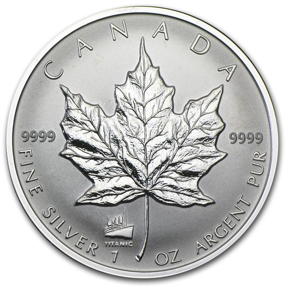 1998 Canada 1 oz Silver Maple Leaf Titanic Privy 1998 Canada 1 oz Silver Maple Leaf Titanic Privy