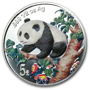 1998 China 1/2 oz Silver Panda (Colorized)