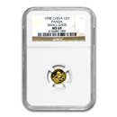 1998 China 1/20 oz Gold Panda Small Date MS-69 NGC