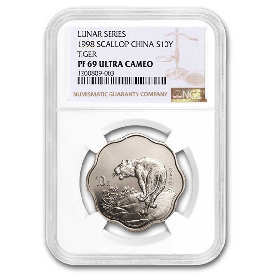 1998 China 1 oz Silver Flower Year of the Tiger PF-69 NGC 1998 China 1 oz Silver Flower Year of the Tiger PF-69 NGC