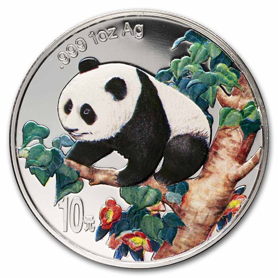 1998 China 1 oz Silver Panda BU (Colorized)