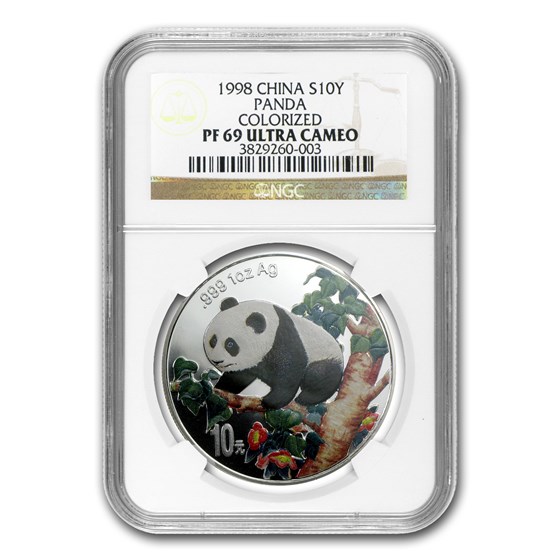 1998 China 1 oz Silver Panda PF-69 NGC (Colorized) 1998 China 1 oz Silver Panda PF-69 NGC (Colorized)