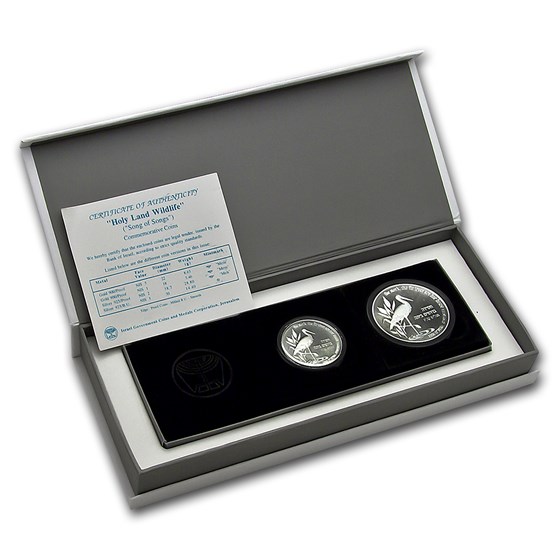1998 Israel 2-Coin Silver 1 & 2 NIS Stork & the Fir Tree Pf Set 1998 Israel 2-Coin Silver 1 & 2 NIS Stork & the Fir Tree Pf Set
