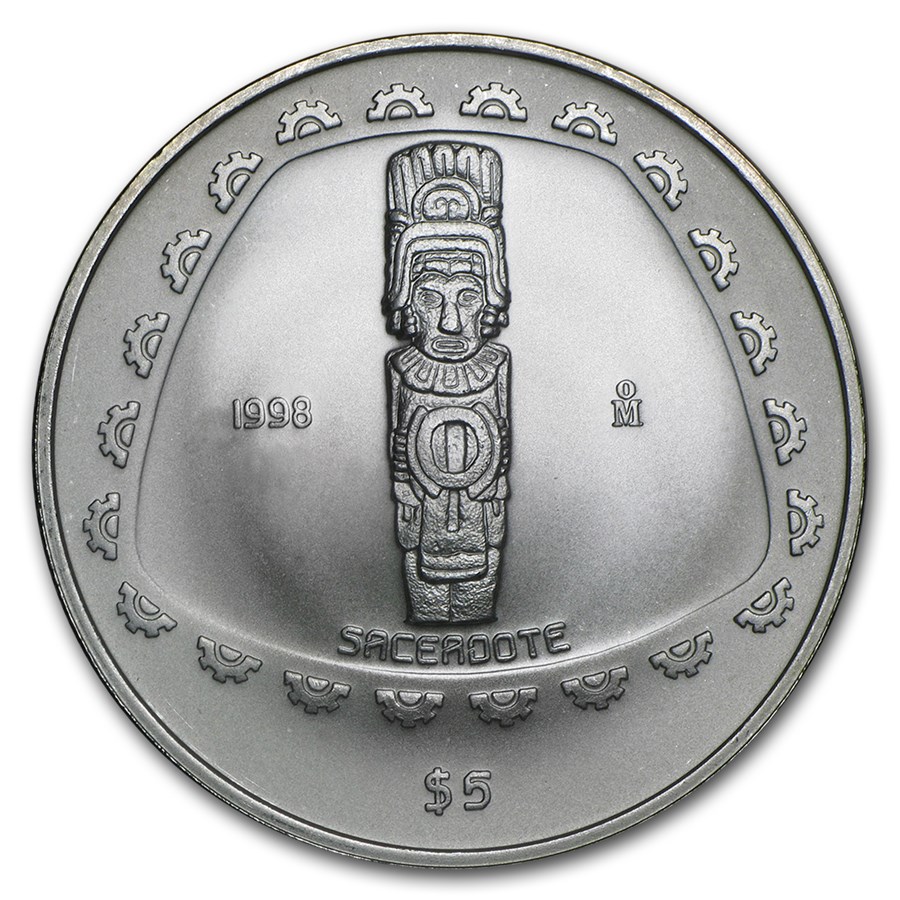 1998 Mexico 1 oz Silver 5 Pesos Sacerdote BU