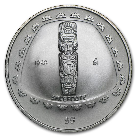 1998 Mexico 1 oz Silver 5 Pesos Sacerdote BU 1998 Mexico 1 oz Silver 5 Pesos Sacerdote BU