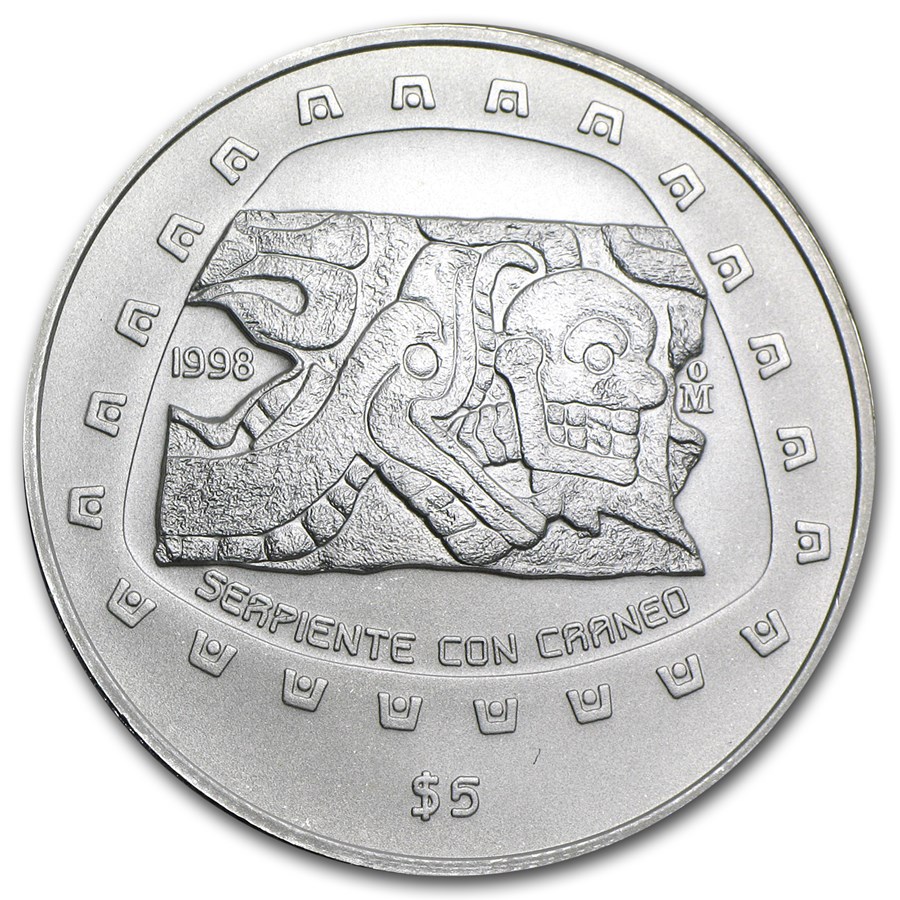 1998 Mexico 1 oz Silver 5 Pesos Serpiente BU