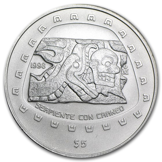 1998 Mexico 1 oz Silver 5 Pesos Serpiente BU 1998 Mexico 1 oz Silver 5 Pesos Serpiente BU