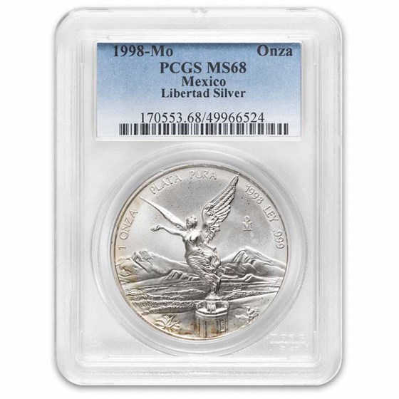 1998 Mexico 1 oz Silver Libertad MS-68 PCGS