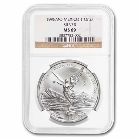 Buy 1998 Mexican 1 oz Silver Libertad MS-69 NGC | APMEX
