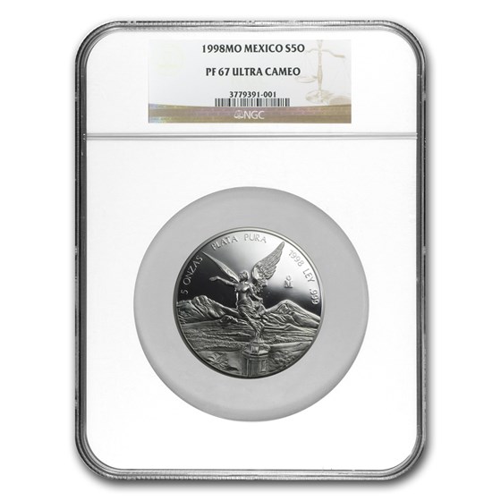 1998 Mexico 5 oz Silver Libertad PF-67 NGC 1998 Mexico 5 oz Silver Libertad PF-67 NGC