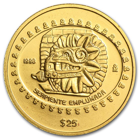 1998 Mexico Gold 25 Pesos Serpiente Emplumada BU 1998 Mexico Gold 25 Pesos Serpiente Emplumada BU