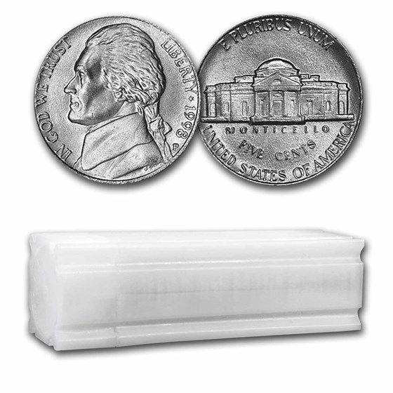 1998-P Jefferson Nickel 40-Coin Roll BU 1998-P Jefferson Nickel 40-Coin Roll BU